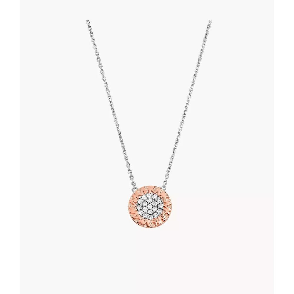 Michael Kors 14K Rose Gold-Plated Two-Tone Sterling Silver Monogram Necklace
